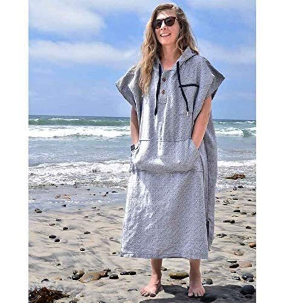 Surf Poncho - 100 Cotton Adult Hooded Changing Towel | Grey - Picture 4 of 8